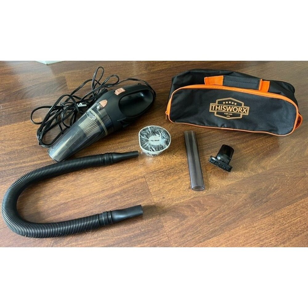 THISWORX Car Vacuum Cleaner Portable Auto Detailing Kit w/ Attachments & Bag